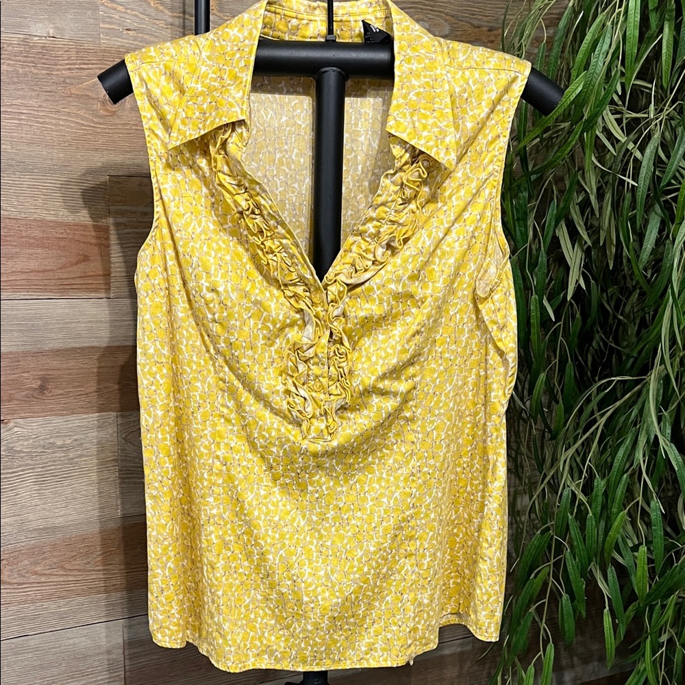 New York & Company Yellow Ruffle Blouse